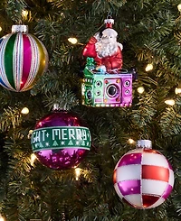 Holiday Lane Whimsy Set of 4 Glass Ornaments, Macy's Exclusive