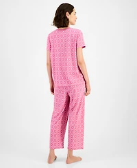 Charter Club Women's 2-Pc. Cotton Printed Cropped Pajamas Set, Created for Macy's