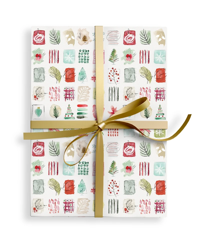 Punch Studio Winter Watercolor Holiday Gift Wrap, 30" x 120"