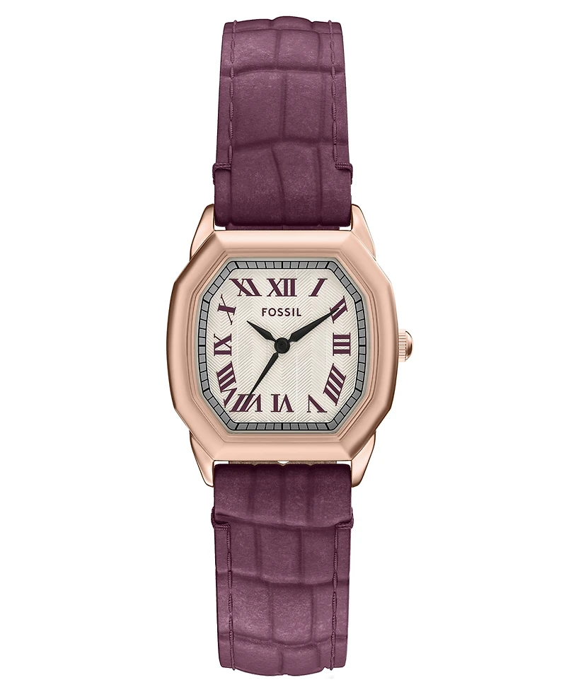 Fossil Women's Harlow Three-Hand Burgundy Croco Leather Watch, 27mm