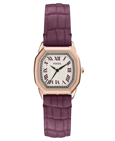 Fossil Women's Harlow Three-Hand Burgundy Croco Leather Watch, 27mm