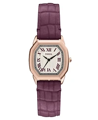 Fossil Women's Harlow Three-Hand Burgundy Croco Leather Watch, 27mm