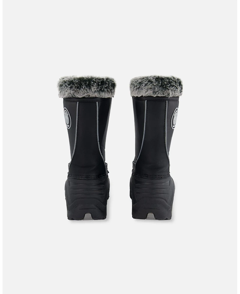 Deux par Kids Unisex Winter Boots Black with Removable Liner - Toddler|Child