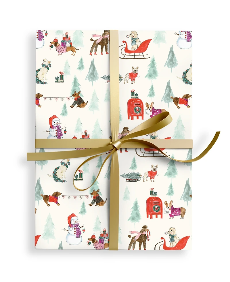 Punch Studio Snowy Day Dogs Holiday Gift Wrap, 30" x 120"