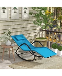 Flynama Rocking Chair, Zero Gravity Patio Chaise Sun Lounger, Outdoor Rocker, Uv Water Resistant, Pillow for Sunbathing, Lawn, Garden or Pool, Light B