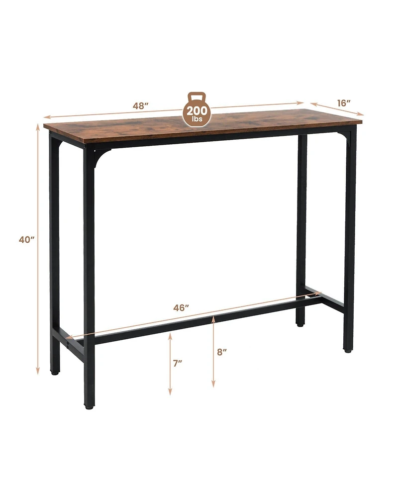 Mecale 48 Inch Industrial Pub Dining Table with Steel Frame