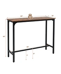 Mecale 48 Inch Industrial Pub Dining Table with Steel Frame