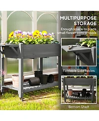 Outsunny Raised Garden Bed, Wood Raised Planter with Liner, Natural