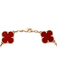 Pre-Owned Van Cleef & Arpels Vintage Alhambra 5 Motifs Bracelet Guilloche 18K Rose Gold and Carnelian