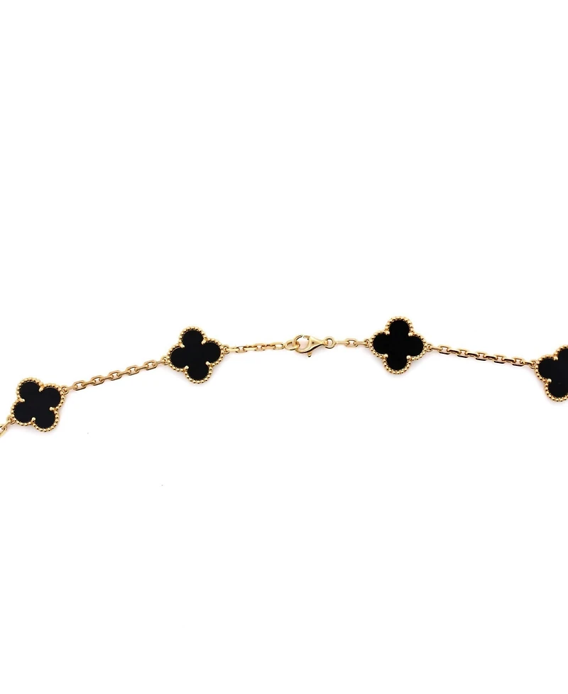 Pre-Owned Van Cleef & Arpels Vintage Alhambra 20 Motifs Necklace 18K Gold and Onyx