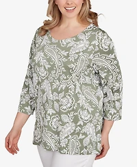 Ruby Rd. Plus Jacobean Paisley Puff Print Top