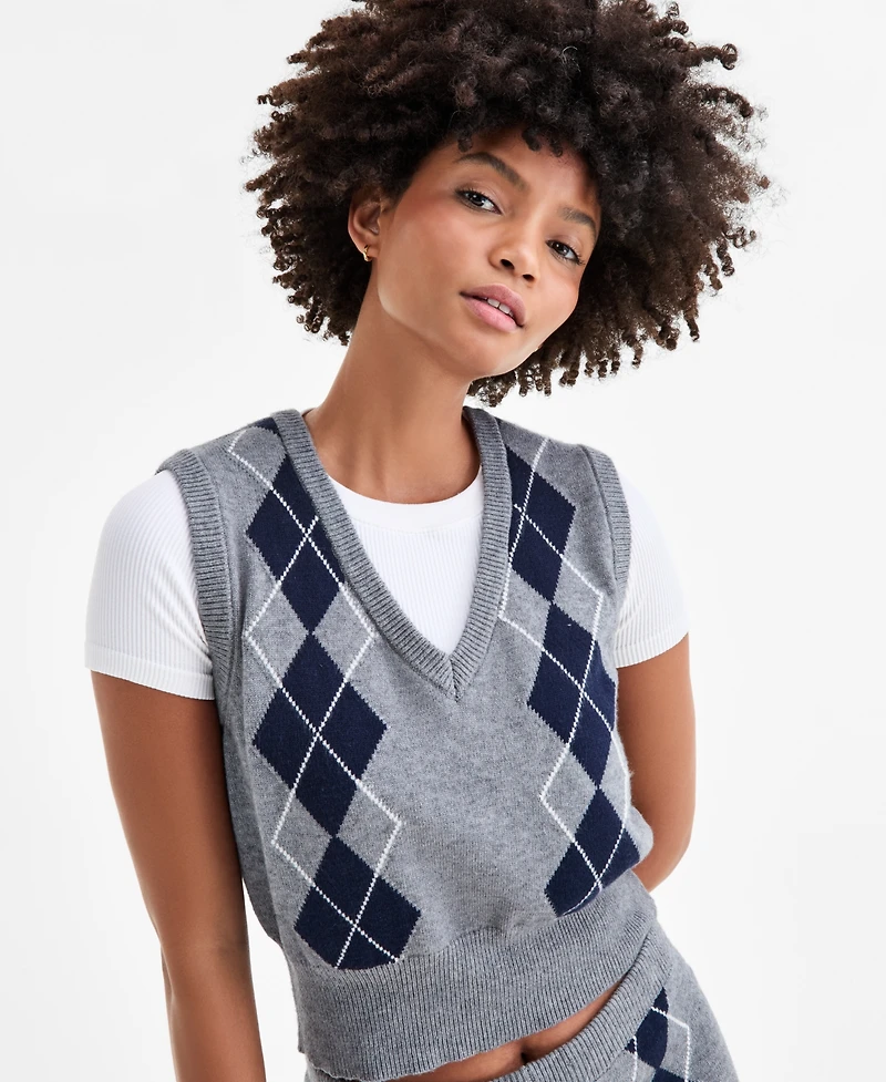 Bar Iii Women's Argyle Sweater Vest, Macy's Exclusive