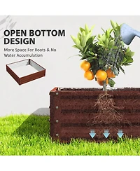 Outsunny 4' x 4' Outdoor Raised Garden Steel Planter Bed Frame, Natural
