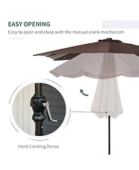Outsunny 9' x 7' Solar Umbrella, Patio Umbrella with Led