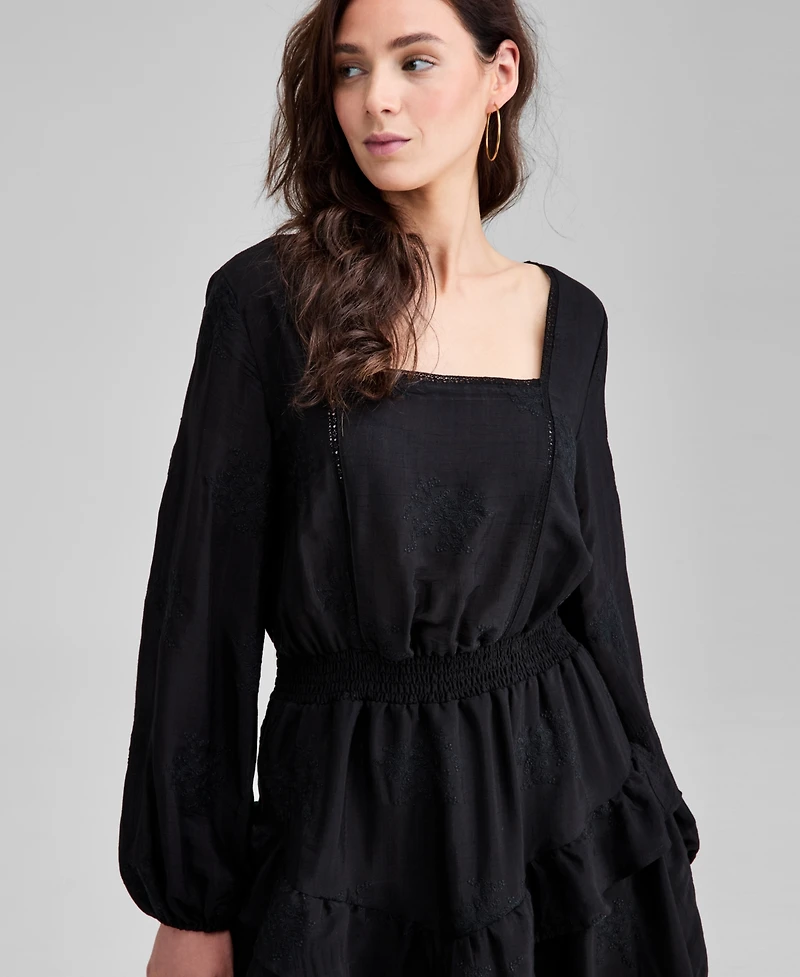 And Now This Women's Embroidered Blouson-Sleeve Fit & Flare Dress, Macy's Exclusive