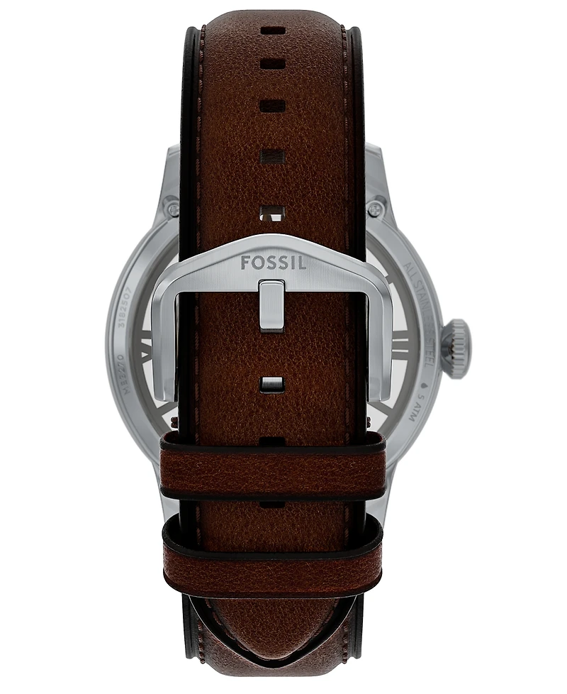 Fossil Men's Townsman Automatic Brown Leather Watch, 44mm