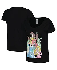 Mad Engine Women's Black Disney Princess Graphic Scoop Neck T-Shirt