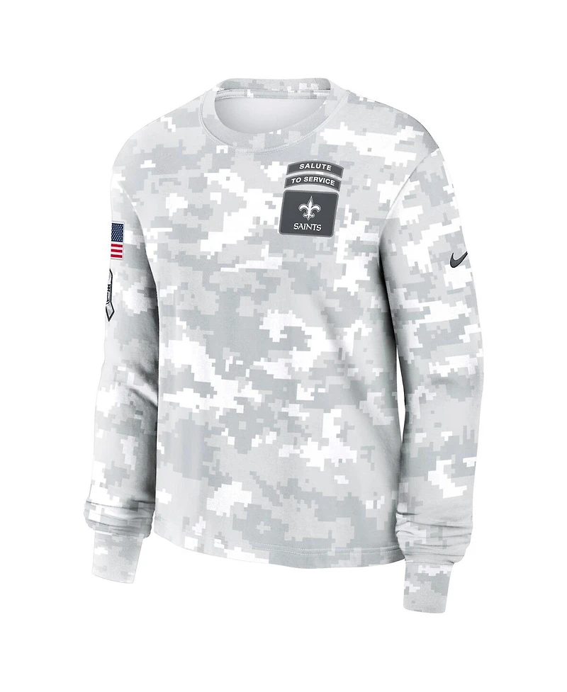 Nike Women's Arctic Camo New Orleans Saints 2024 Salute To Service Performance Long Sleeve T-Shirt