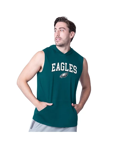 Msx by Michael Strahan Men's Midnight Green Philadelphia Eagles Action Sleeveless Pullover Hoodie