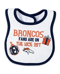 Wear by Erin Andrews Baby Boys and Girls Denver Broncos Allover Print Full-Zip Sleeper with Bib Set