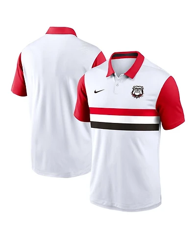 Nike Men's White/Red Georgia Bulldogs Athletic Prep Alt Logo Vapor Performance Polo Shirt