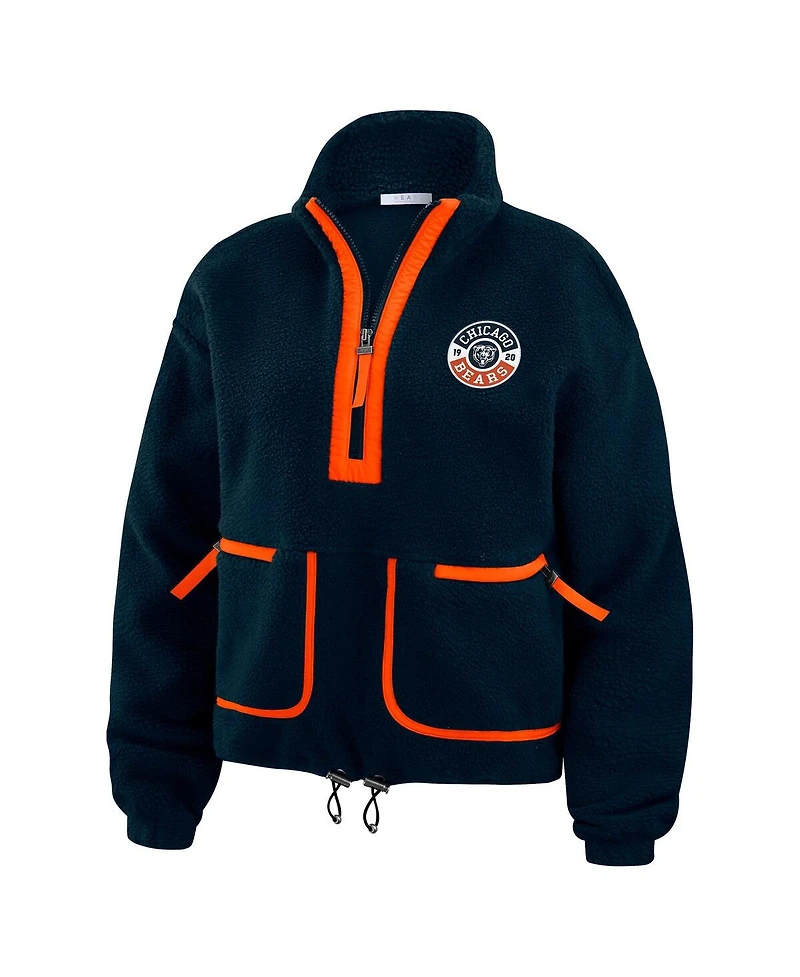 Wear by Erin Andrews Women's Navy Chicago Bears Polar Fleece Half-Zip Jacket