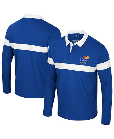 Colosseum Men's Royal Kansas Jayhawks Too Cool For School Long Sleeve Polo Shirt