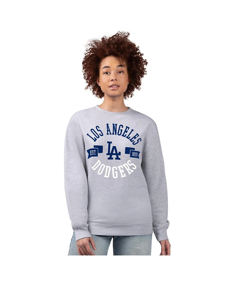 G-iii 4Her by Carl Banks Women's Heather Gray Los Angeles Dodgers Team Logo Fleece Pullover Sweatshirt
