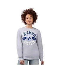 G-iii 4Her by Carl Banks Women's Heather Gray Los Angeles Dodgers Team Logo Fleece Pullover Sweatshirt