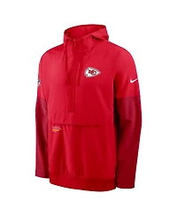 Nike Men's Red Kansas City Chiefs Sideline Anorak Half-Zip Hoodie Jacket