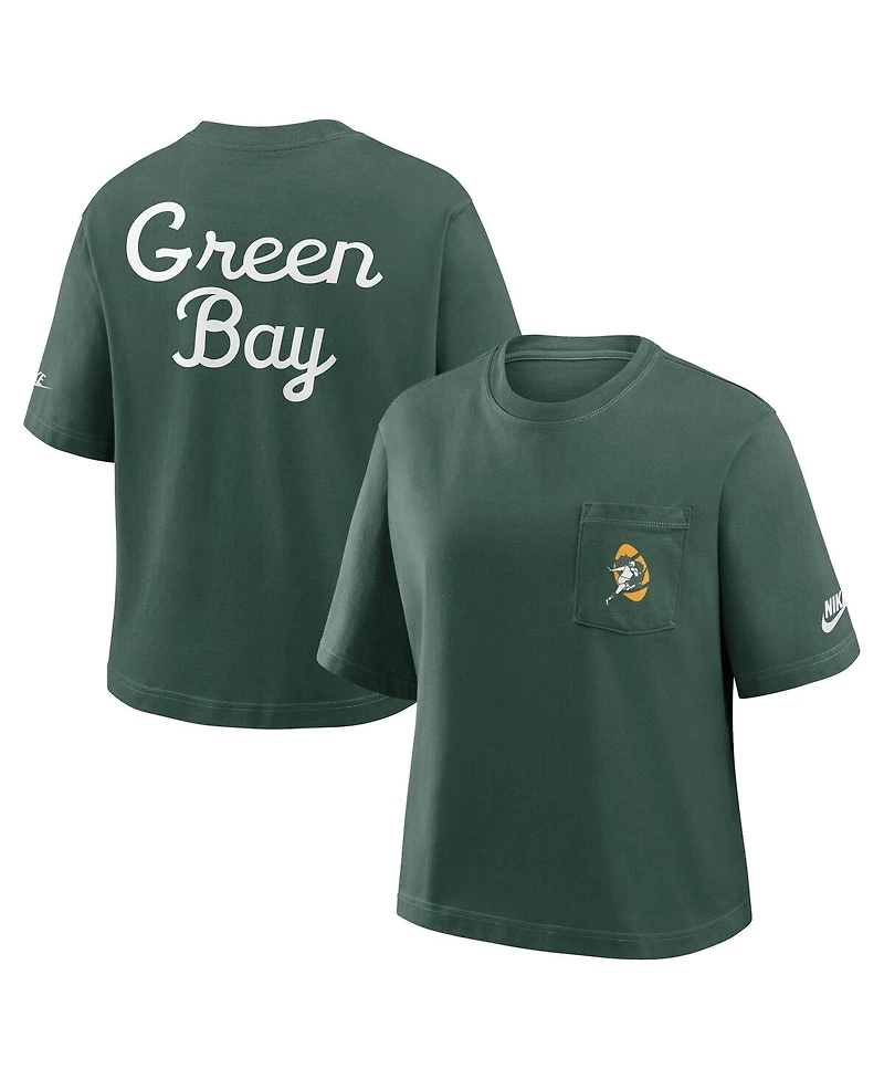 Nike Women's Green Bay Packers Rewind Pocket Boxy T-Shirt