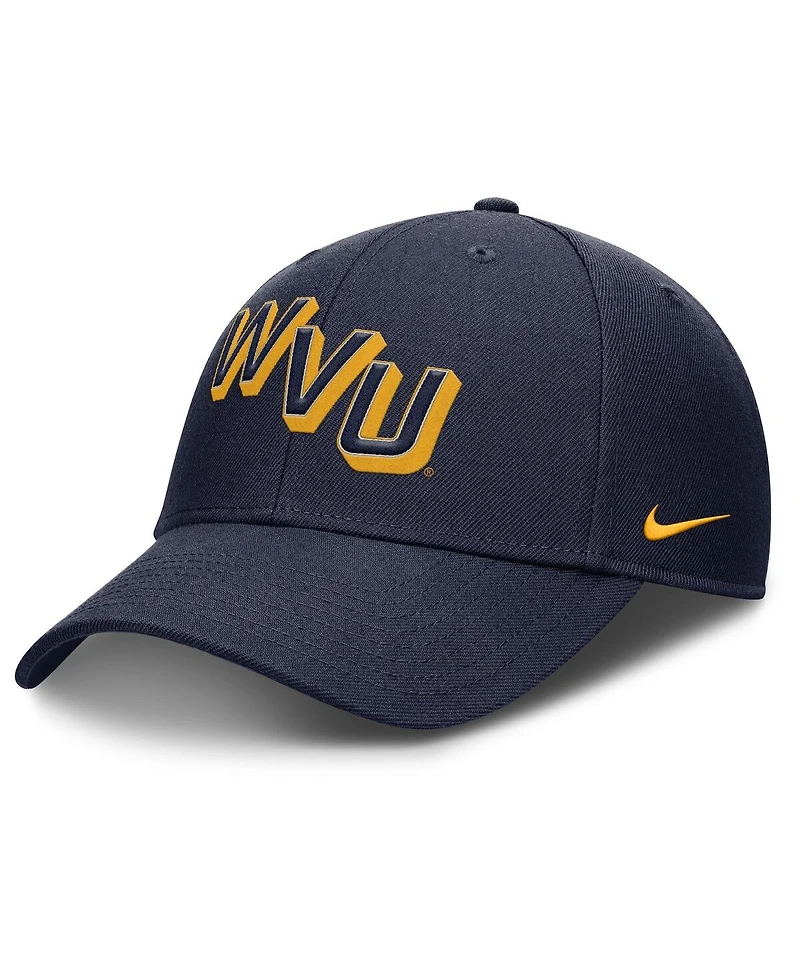 Nike Men's Navy West Virginia Mountaineers Slanted Primetime Rise Performance Adjustable Hat