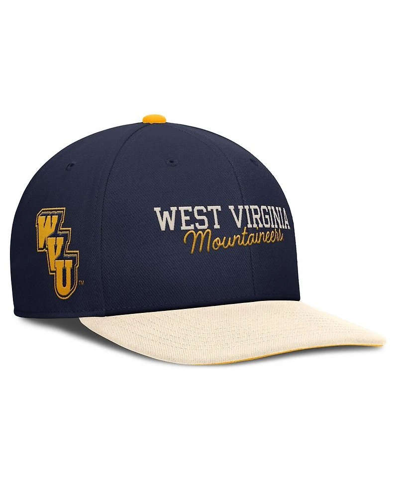 Nike Men's Navy/Cream West Virginia Mountaineers Pro Legacy Script Snapback Hat