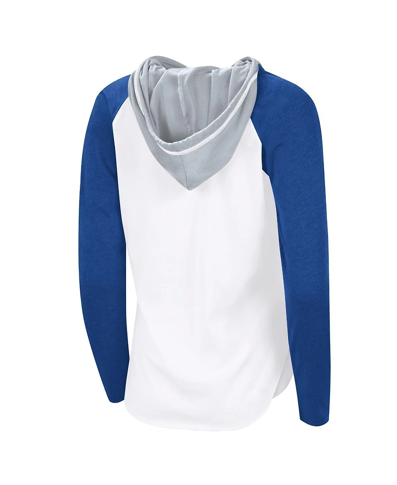 G-iii 4Her by Carl Banks Women's White/Royal Tampa Bay Lightning Vip Raglan Long Sleeve Hoodie T-Shirt