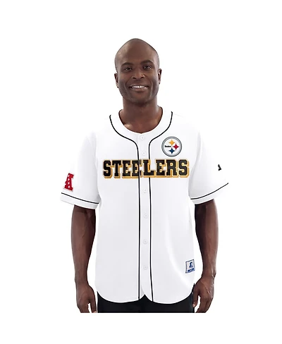 Starter Men's White Pittsburgh Steelers Relay Full-Button Baseball Jersey