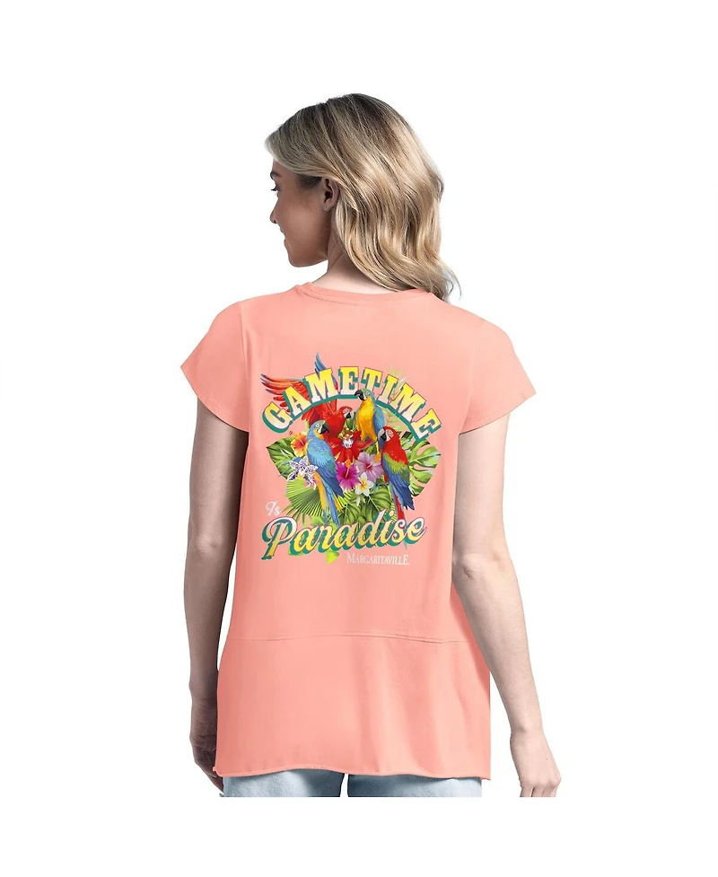 Margaritaville Women's Light Orange Cincinnati Bengals Gametime Is Paradise T-Shirt