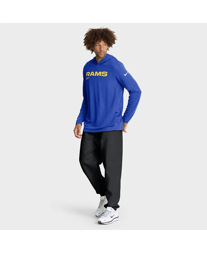 Nike Men's Royal Los Angeles Rams Sideline Pure Fury Performance Long Sleeve Hoodie T-Shirt