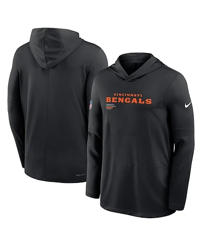 Nike Men's Black Cincinnati Bengals Big Tall Sideline Performance Long Sleeve Hoodie T-Shirt