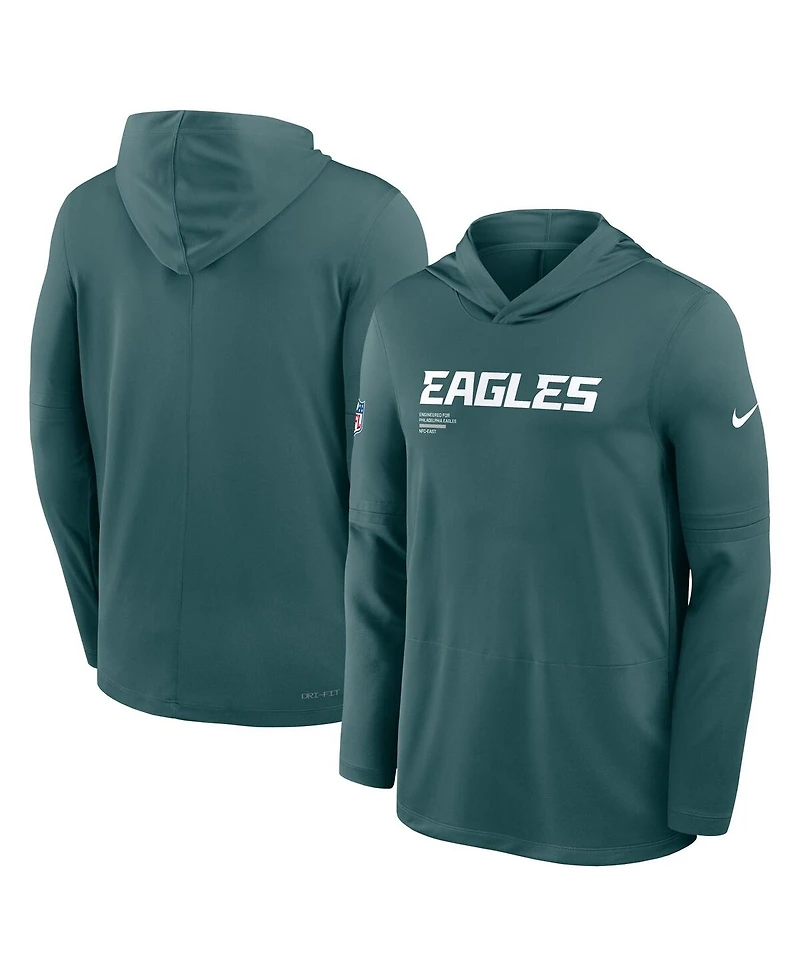Nike Men's Midnight Green Philadelphia Eagles Big Tall Sideline Performance Long Sleeve Hoodie T-Shirt