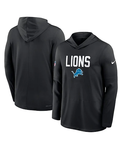 Nike Men's Black Detroit Lions Alt Pack Pass Accuracy Performance Long Sleeve Hoodie T-Shirt
