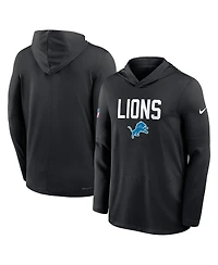 Nike Men's Black Detroit Lions Alt Pack Pass Accuracy Performance Long Sleeve Hoodie T-Shirt