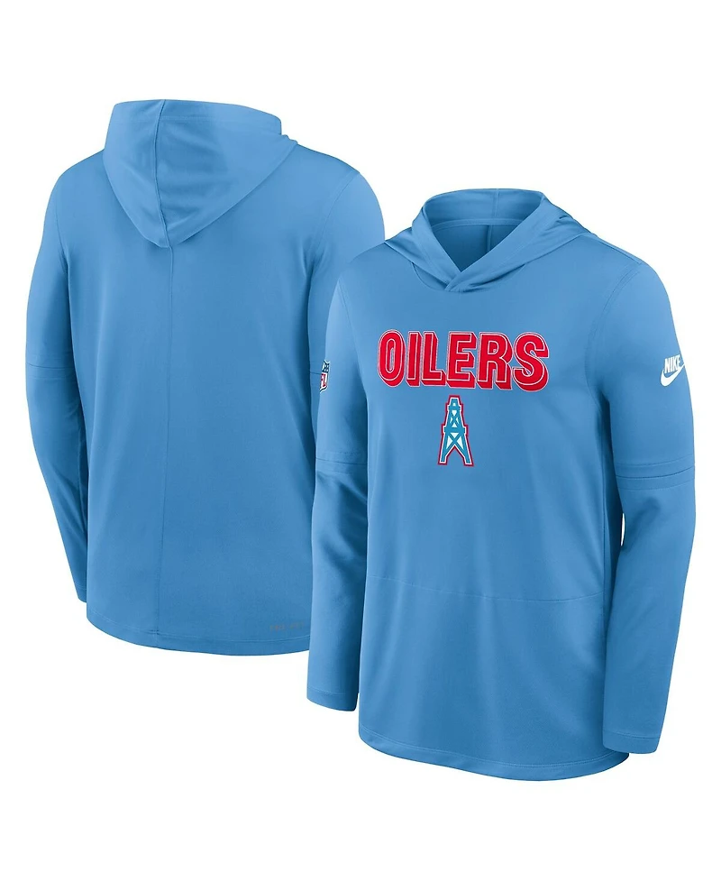 Nike Men's Light Blue Tennessee Titans Oilers Throwback Alt Pack Performance Long Sleeve Hoodie T-Shirt