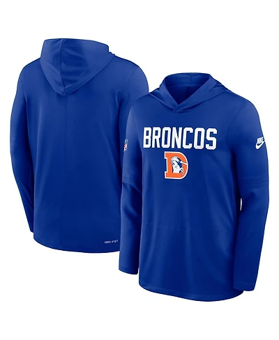 Nike Men's Royal Denver Broncos Alt Pack Pass Accuracy Performance Long Sleeve Hoodie T-Shirt