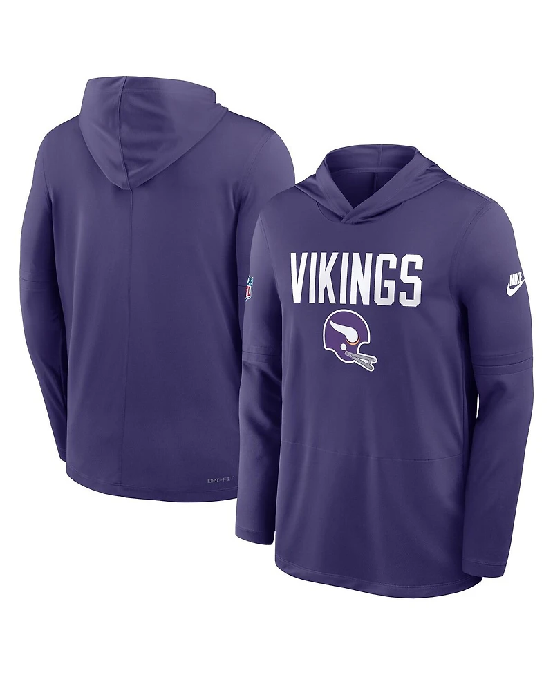 Nike Men's Minnesota Vikings Alt Pack Pass Accuracy Performance Long Sleeve Hoodie T-Shirt