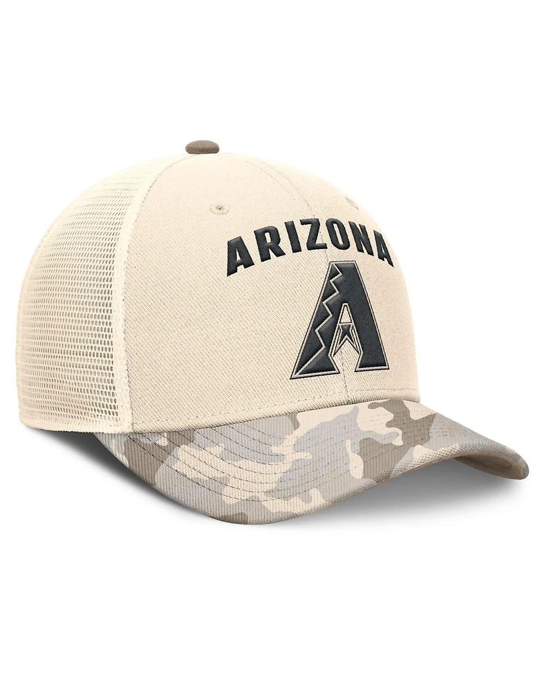 Nike Men's Natural Arizona Diamondbacks Camo Natural Pack Rise Adjustable Trucker Hat