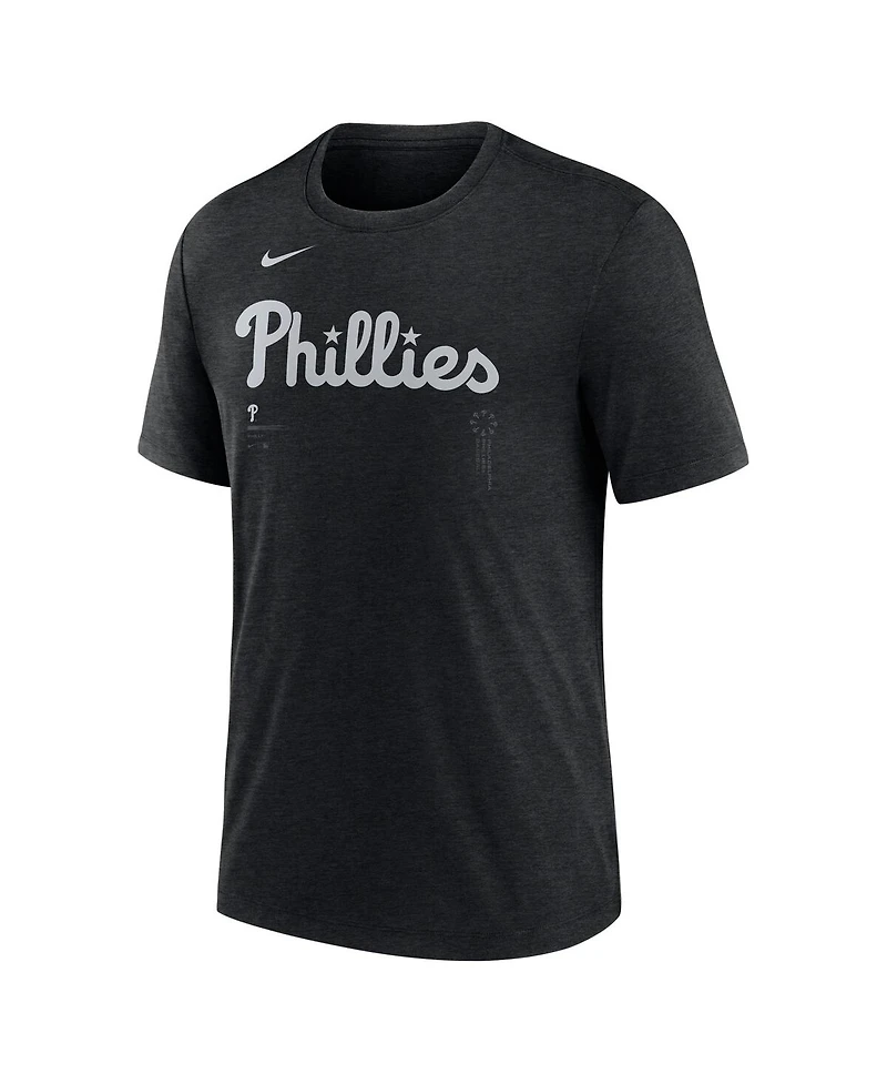 Nike Men's Dark Gray Philadelphia Phillies Lights Out Wordmark Tri-Blend T-Shirt