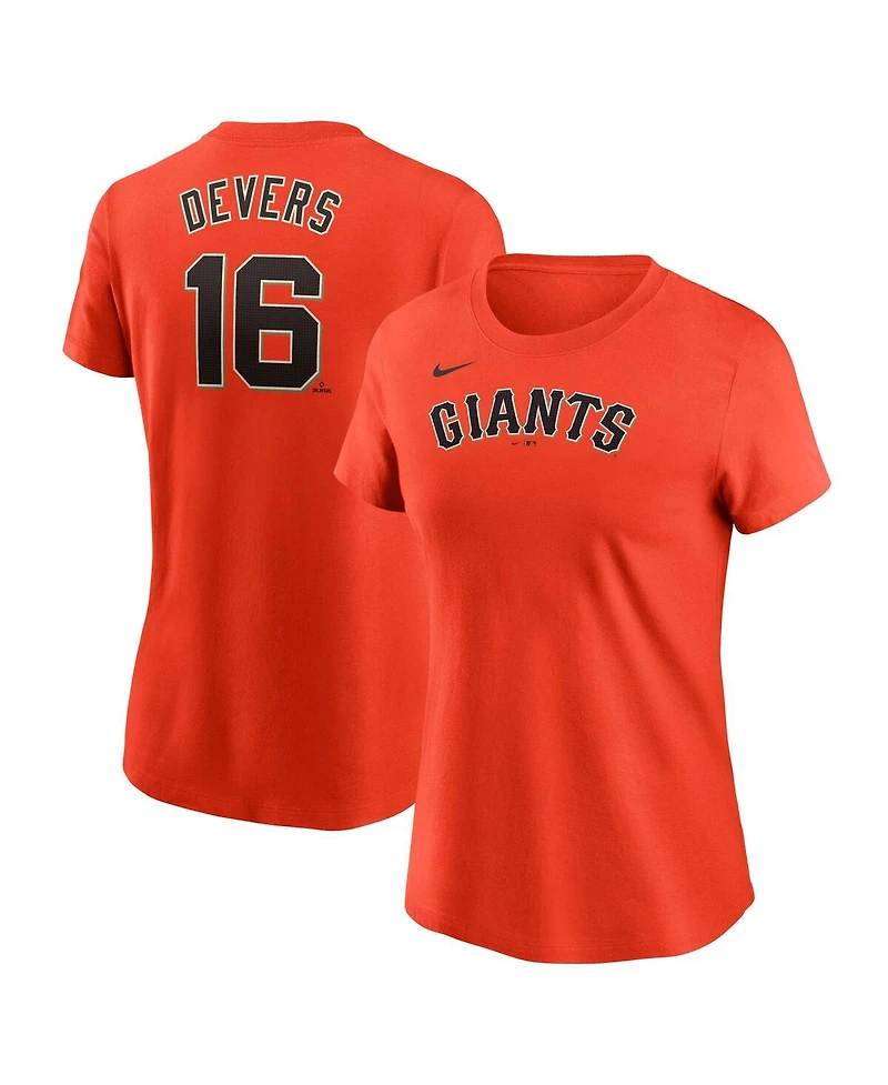 Nike Women's Rafael Devers Orange San Francisco Giants Name Number T-Shirt