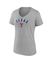 Fanatics Women's Gray Texas Rangers V-Neck T-Shirt