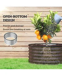 Outsunny Raised Garden Beds, Set of 2 Galvanized Planter Boxes, Φ3' x 1.4'