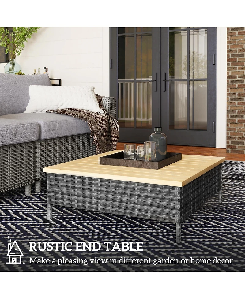 Outsunny Outdoor Side Table with Pe Rat